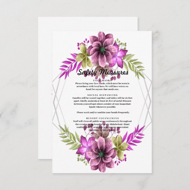 Aquarelle rose Et Vert Mesures De Sécurité Florale (Devant / Derrière)