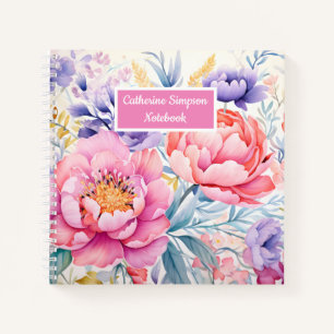 Aquarelle rose et violet Carnet spiral