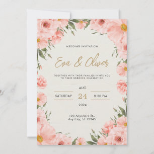 Aquarelle rose Faire-part de mariage