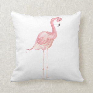 Aquarelle rose Flamant rose Lisse oreiller