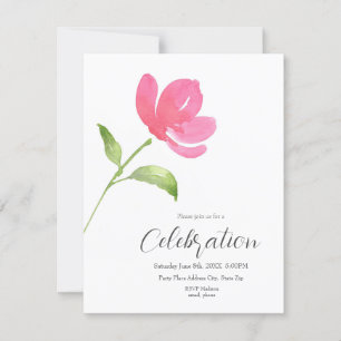 Aquarelle rose Fleur 3 Invitation