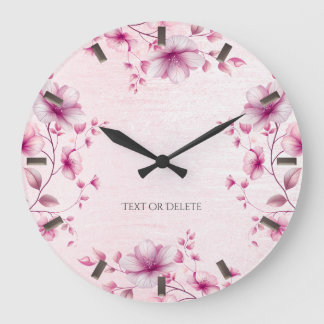 Aquarelle rose Fleurs Horloge murale