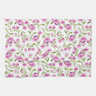 Aquarelle rose Fleurs Serviette de cuisine