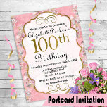 Aquarelle rose Floral 100e anniversaire Invitation<br><div class="desc">Plutôt rose Aquarelle Florale 100e Anniversaire Carte postale Invitation. Il Est Facile De Modifier L'Exemple De Texte En Cliquant Sur Personnaliser. Cliquez Sur Personnaliser Pour Modifier Le Type De Police,  La Couleur De Police,  La Taille De Police Ou Pour Ajouter/Supprimer/Modifier Le Texte Ou Les Éléments De Création.</div>