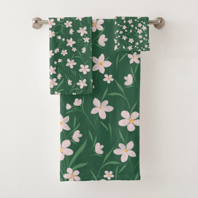Aquarelle rose Floral Botanique foncé Vert (En situation)
