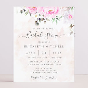 Aquarelle rose Floral Douche nuptiale Invitation