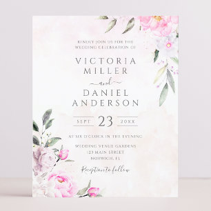 Aquarelle rose Floral Élégant Mariage Invitation