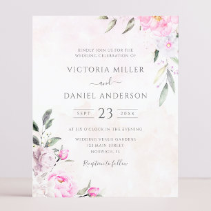 Aquarelle rose Floral Élégant Mariage Invitation