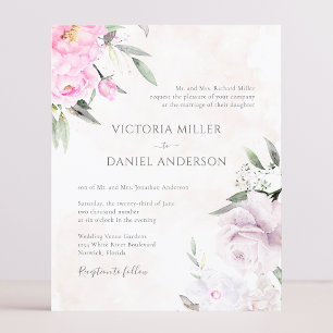 Aquarelle rose Floral Élégant Mariage Invitation