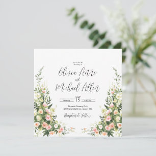 Aquarelle rose Floral Élégant Script Invitation