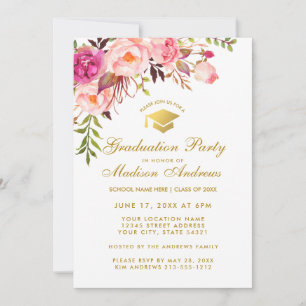 Aquarelle rose Floral Invitation G
