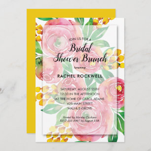 Aquarelle rose Floral Invitations de douche nuptia