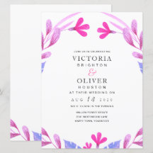 Aquarelle rose Floral Mariages Invitations