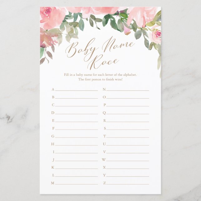 Aquarelle rose Floral Nom de la race Jeu (Devant)