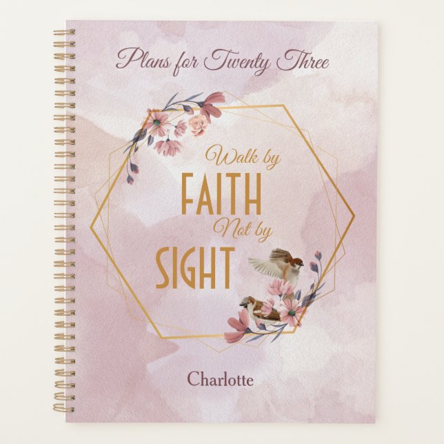 Aquarelle rose floral oiseaux chrétiens (Devant)