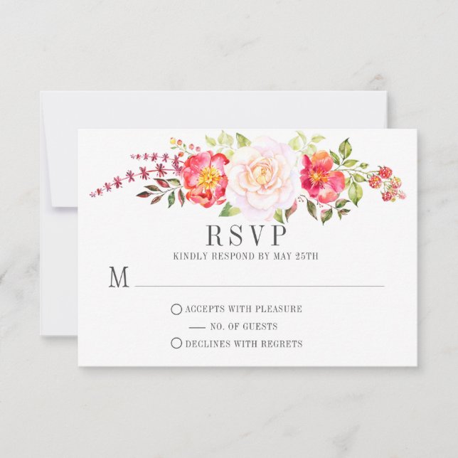 Aquarelle rose Floral Rose verdure RSVP (Devant)