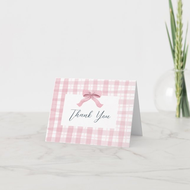 Aquarelle rose foncé Plaid & Bow Merci bébé (Devant)