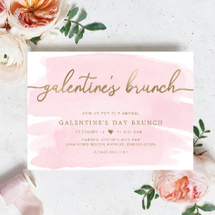 Aquarelle rose Galentine's Day Brunch Invitation