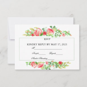 Aquarelle Rose Garden Bouquet Rose Carte RSVP