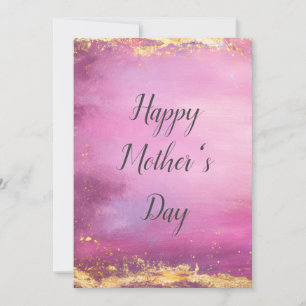 Aquarelle rose & Gold Foil Trim Carte de fête des 