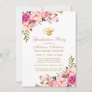 Aquarelle rose Gold Invitation de la partie de gra