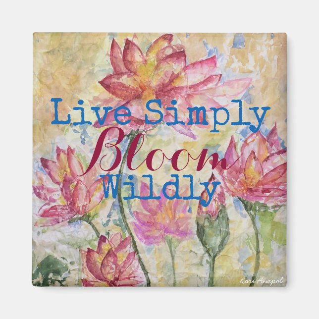 Aquarelle rose Lotus Live Simply Magnet (Devant)
