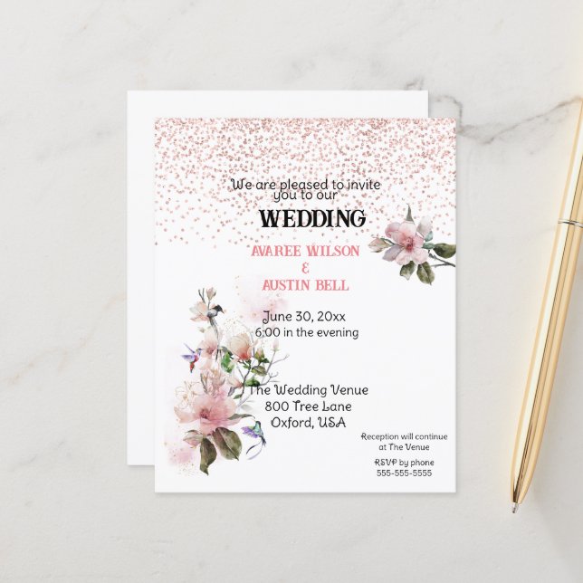 Aquarelle rose Magnolias (Devant/Arrière en situation)