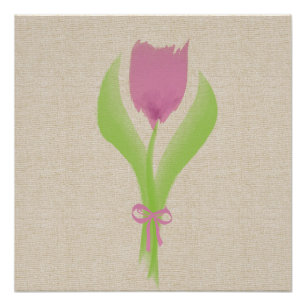Aquarelle rose mignonne Poster Tulip
