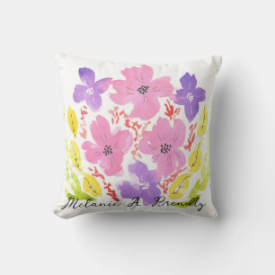 Aquarelle rose moderne Coussin d'oreiller fleuri