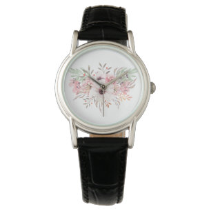 Aquarelle rose moderne montre florale femme