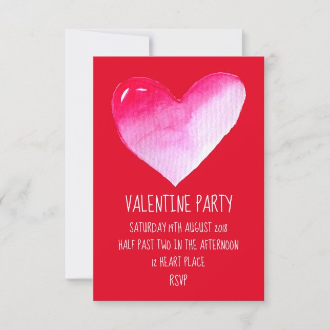 Aquarelle rose moderne Valentine party Invitation (Devant)