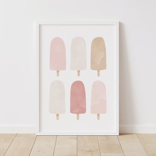 Aquarelle rose Neutre Popsicle Girls Room Poster (Créateur téléchargé)