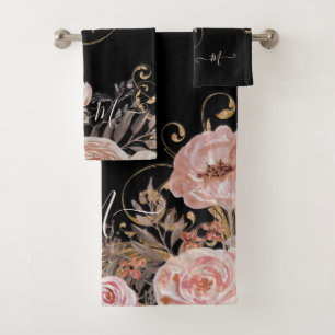 Aquarelle rose noire moderne Floral Élégant