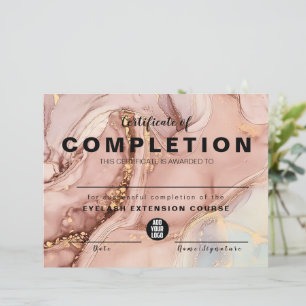 Aquarelle rose or Certificat d'achèvement