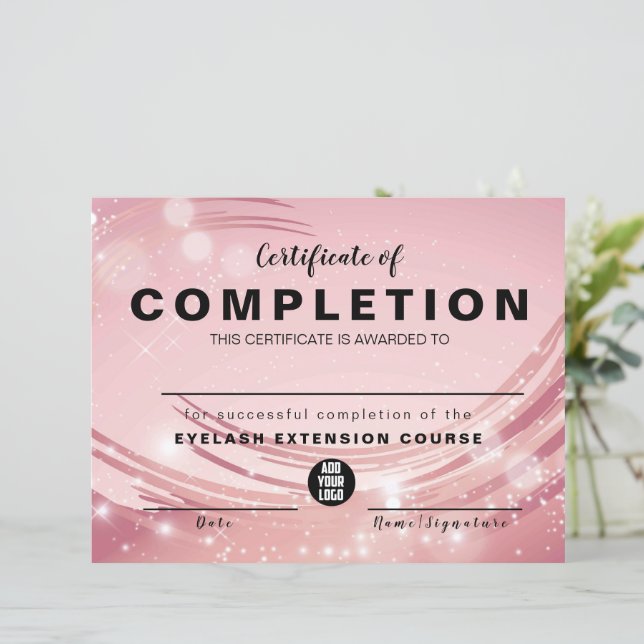 Aquarelle rose or Certificat d'achèvement (Debout devant)