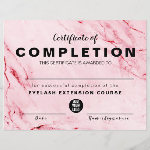 Aquarelle rose or Certificat d'achèvement