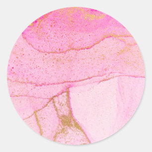 Aquarelle rose or classique Sticker rond