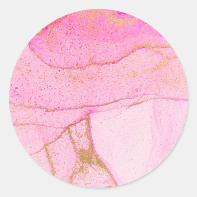 Aquarelle rose or classique Sticker rond (Devant)