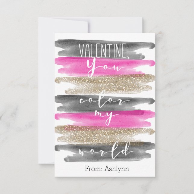 Aquarelle rose or Vous Couleur Mon Monde Valentine (Devant)