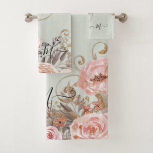Aquarelle rose pâle de Sage Green Floral Élégan