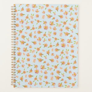 Aquarelle rose pâle Motif Floral Bleu