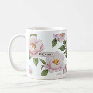 Aquarelle rose Peony floral Mug