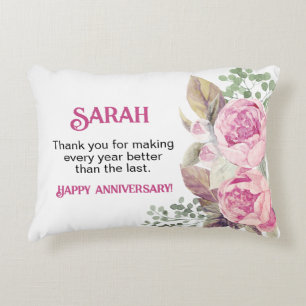 Aquarelle rose Peony Personnalisé Nom Coussin