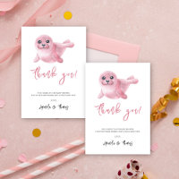 Aquarelle rose phoque - merci