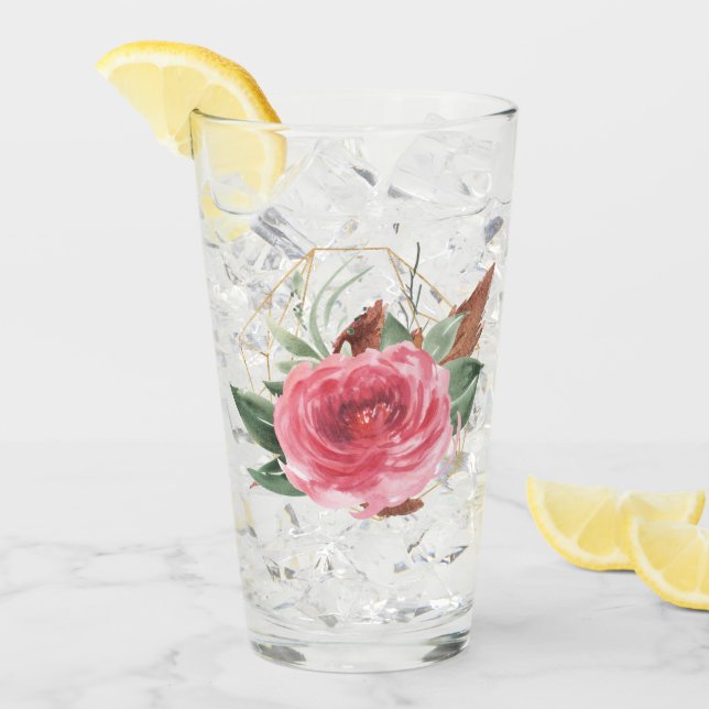 Aquarelle rose profonde Rose Verre Tumbler (Devant glace)