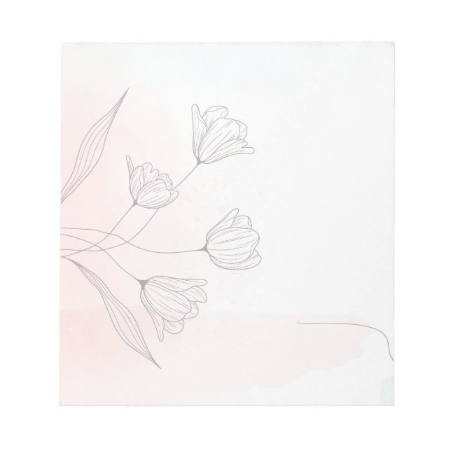 Aquarelle rose romantique Bloc-notes floral - Élég (Devant)