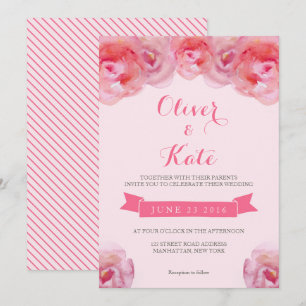 Aquarelle rose Rose Faire-part de mariage Floral