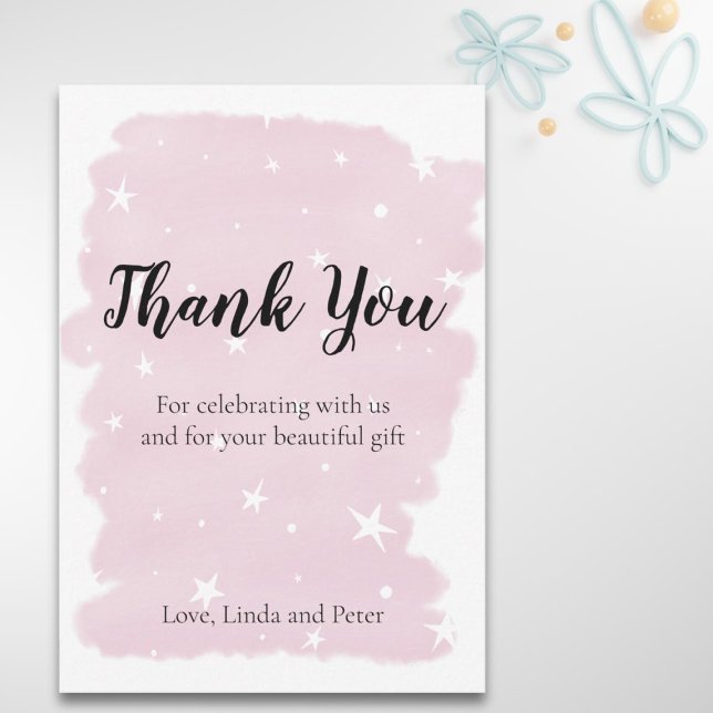 Aquarelle rose simple avec Carte de remerciements  (Créateur téléchargé)