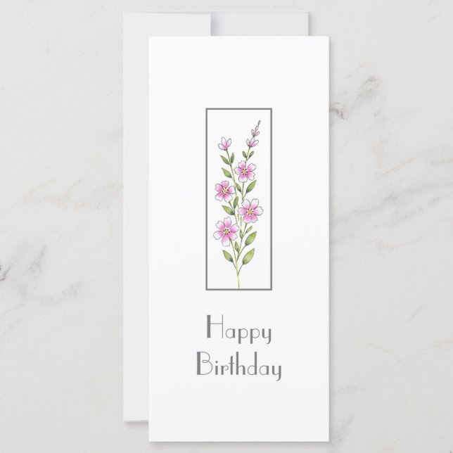 Aquarelle rose, Stylo & Encre Florale Carte (Devant)