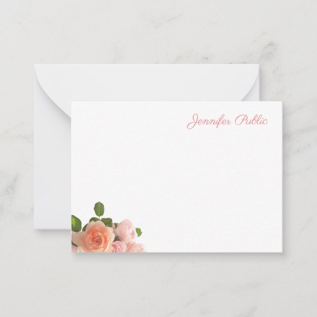 Aquarelle Rose Texte manuscrit Modèle Élégant (Devant)